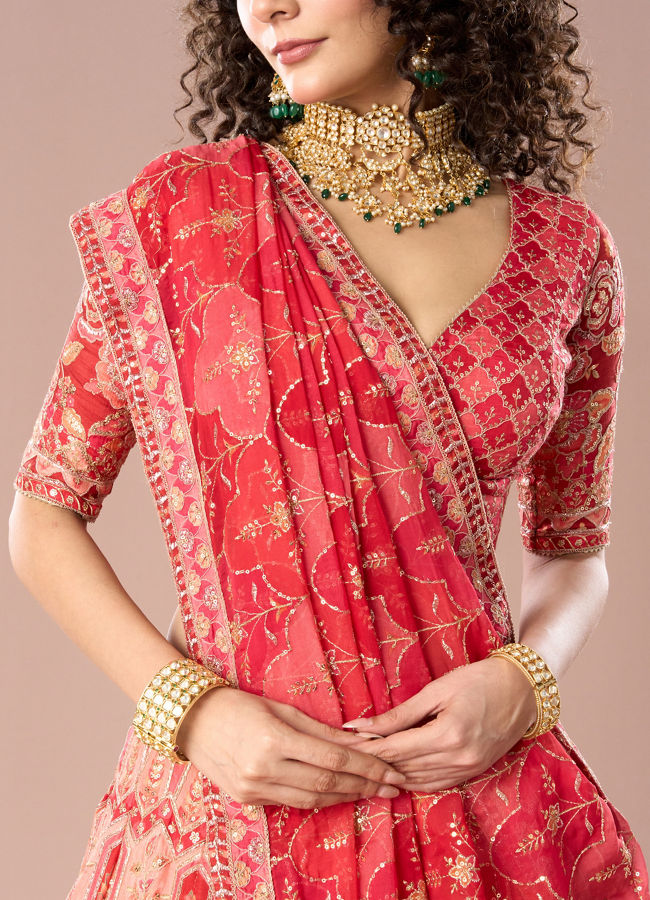 Mohey Women Fetching Dark Red Lehenga