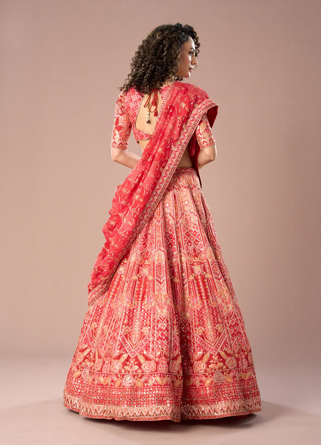 Mohey Women Fetching Dark Red Lehenga