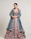 Mohey Women Battleship Grey Floral Embroidered Bridal Lehenga with Sequin Work image number 0