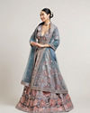 Mohey Women Battleship Grey Floral Embroidered Lehenga with Sequin Work