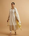 Mohey Women Cream Buta Sequinned Straight Suit with Bandhani Dupatta