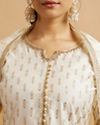 Mohey Women Cream Buta Sequinned Straight Suit with Bandhani Dupatta