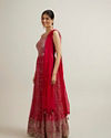 Mohey Women Rani Pink Bandhani Patterned Anarkali Suit with Mirror Work