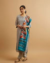 Mohey Women Grey Abstract Patterned Straight Suit