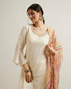 Mohey Women Dark Cream Buta Patterned Palazzo Suit