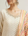 Mohey Women Dark Cream Buta Patterned Palazzo Suit