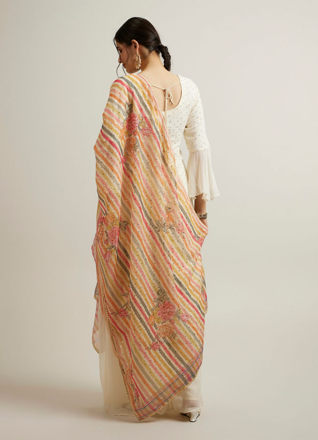 Mohey Women Dark Cream Buta Patterned Palazzo Suit
