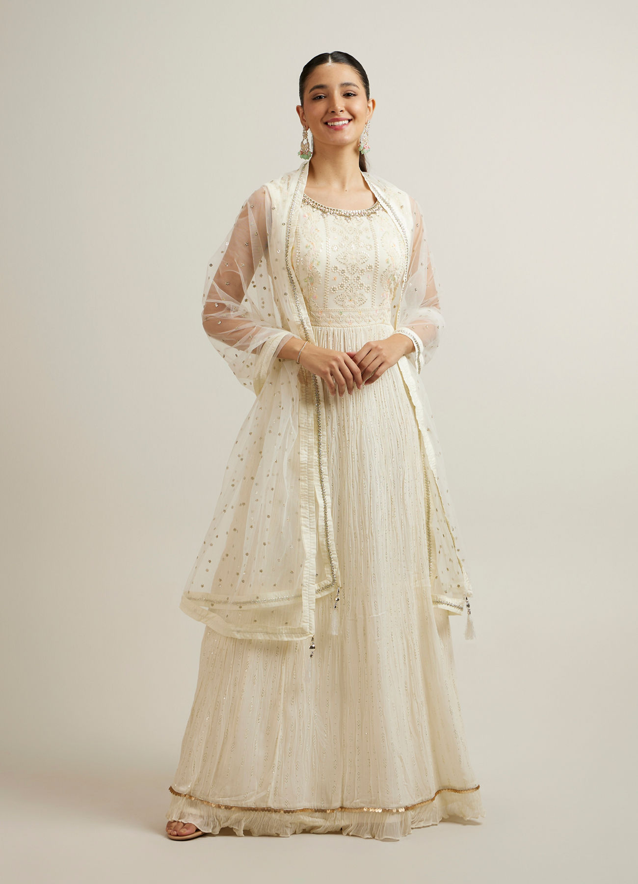 Mohey Women Exquisite Cream Georgette Anarkali Suit