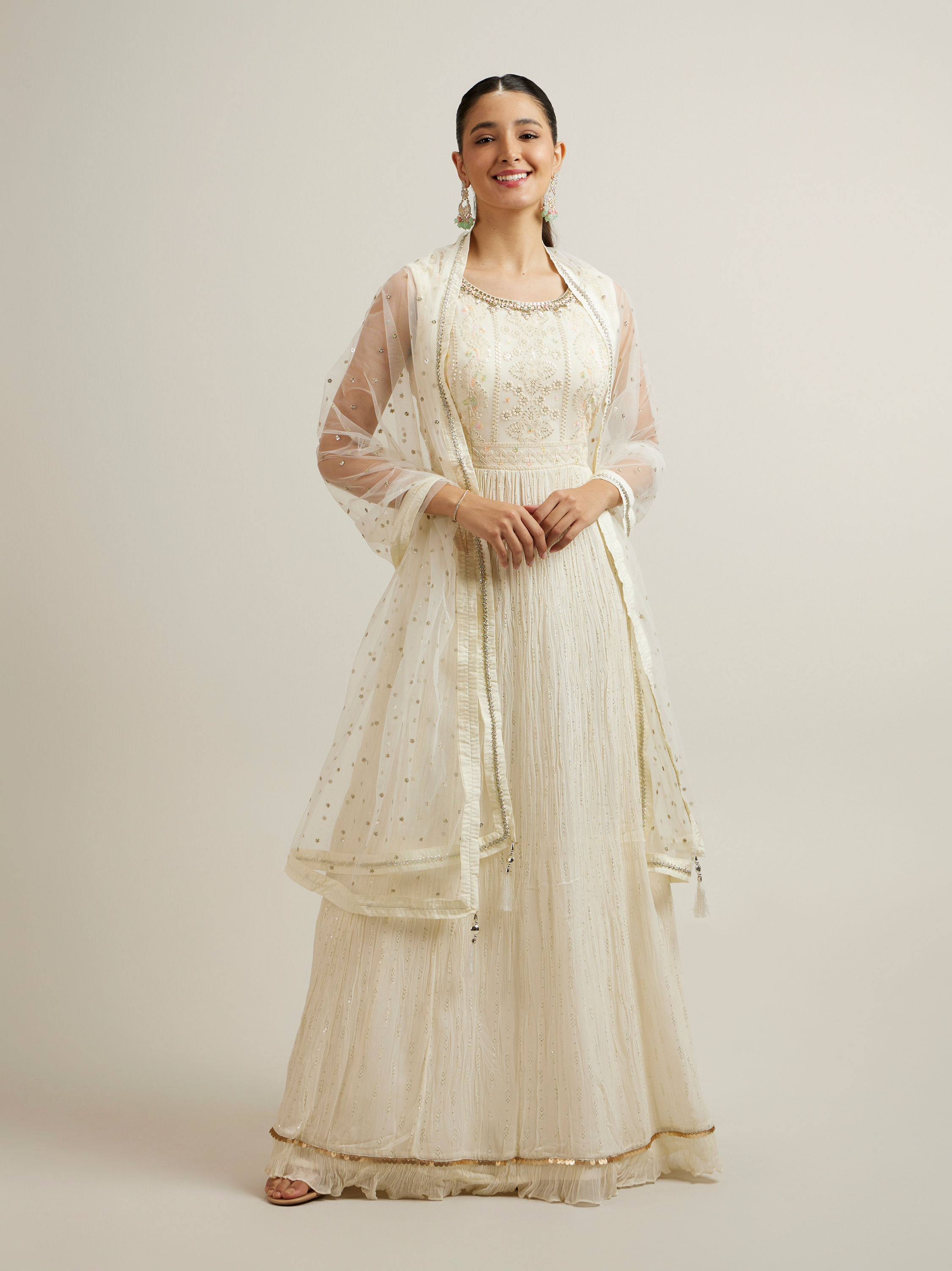 Mohey Women Exquisite Cream Georgette Anarkali Suit
