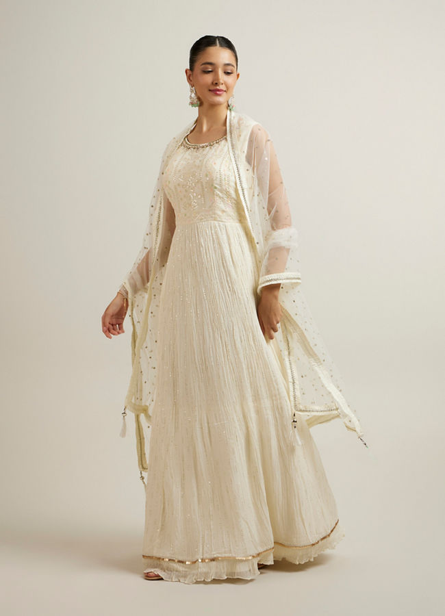 Mohey Women Exquisite Cream Georgette Anarkali Suit
