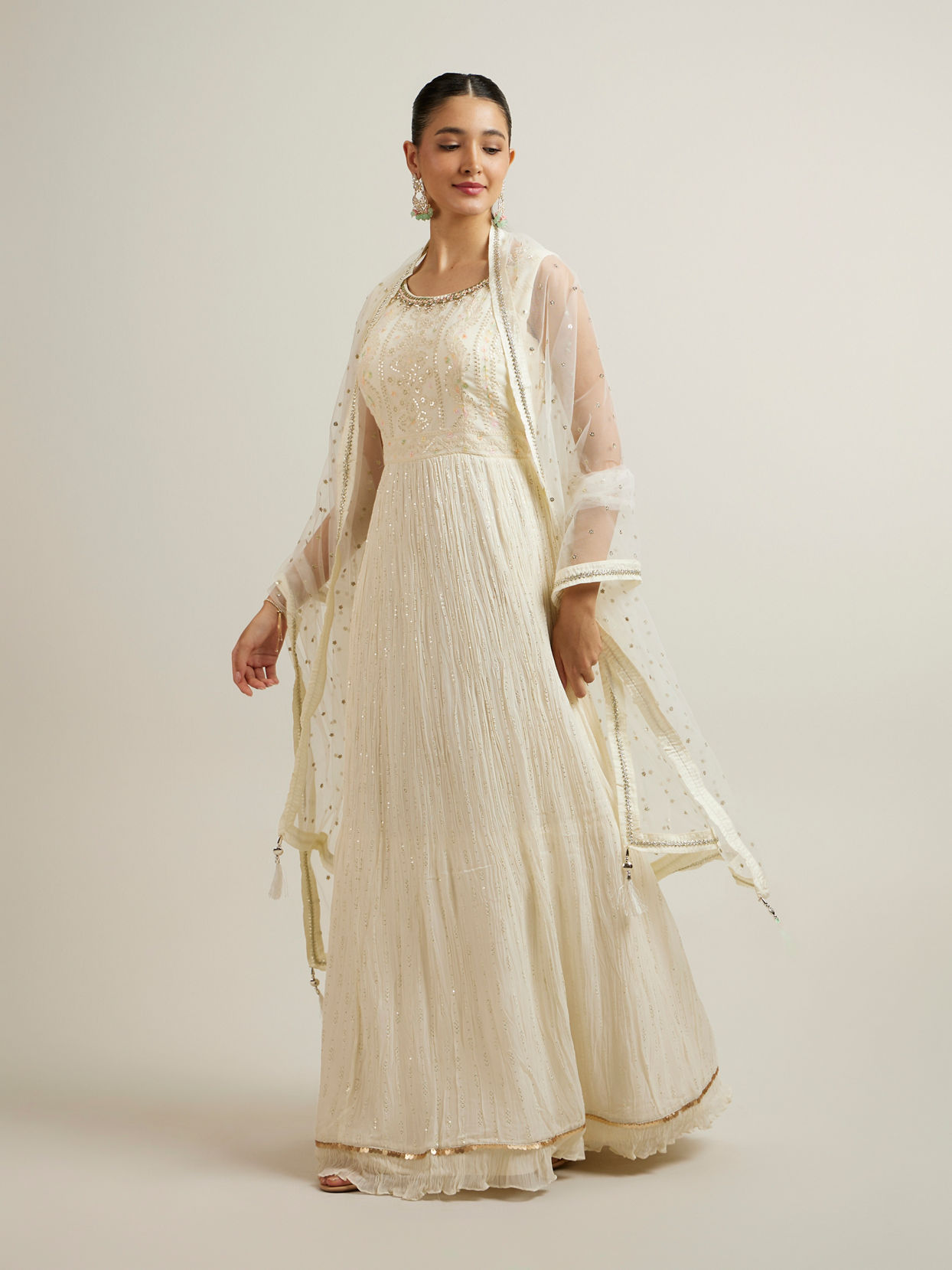 Mohey Women Exquisite Cream Georgette Anarkali Suit