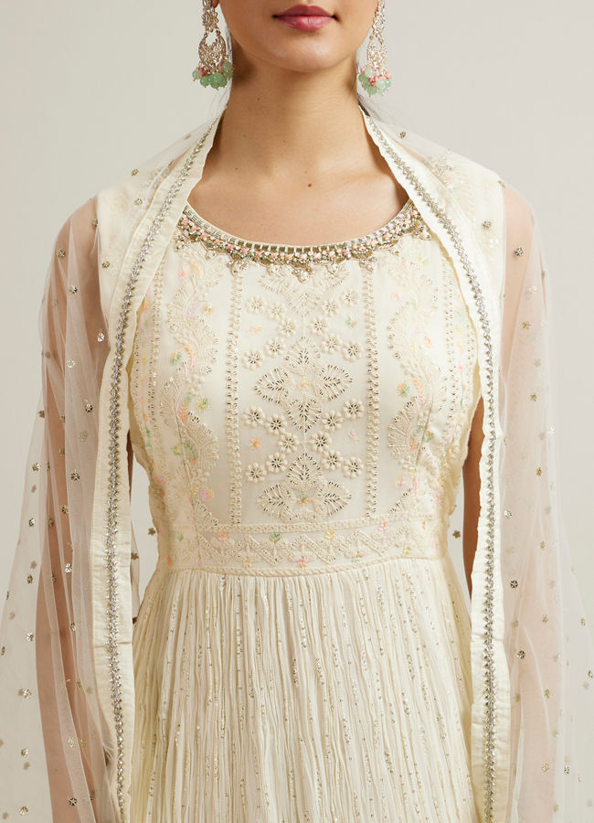 Mohey Women Exquisite Cream Georgette Anarkali Suit