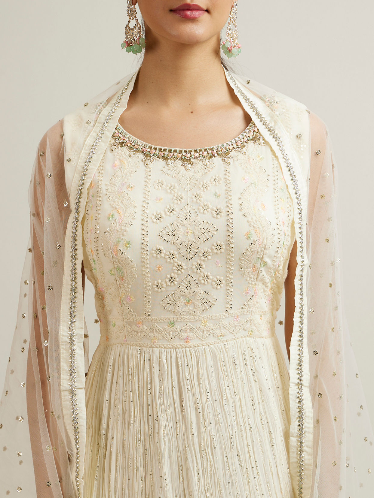 Mohey Women Exquisite Cream Georgette Anarkali Suit