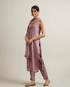 Mohey Women Purple Stripe Patterned Straight Suit with Stone Embellishments