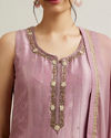 Mohey Women Purple Stripe Patterned Straight Suit with Stone Embellishments