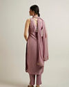 Mohey Women Purple Stripe Patterned Straight Suit with Stone Embellishments