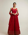 Bright Red Bandhani Patterned Sequinned Anarkali Suit