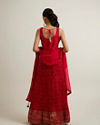 Mohey Women Bright Red Bandhani Patterned Sequinned Anarkali Suit
