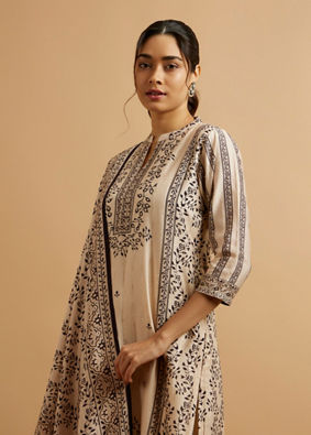 alt message - Mohey Women Fawn Bel Buti Patterned Stitched Suit image number 1