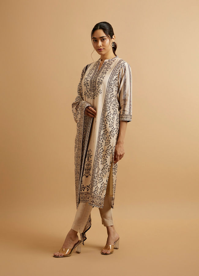 Mohey Women Fawn Bel Buti Patterned Straight Suit