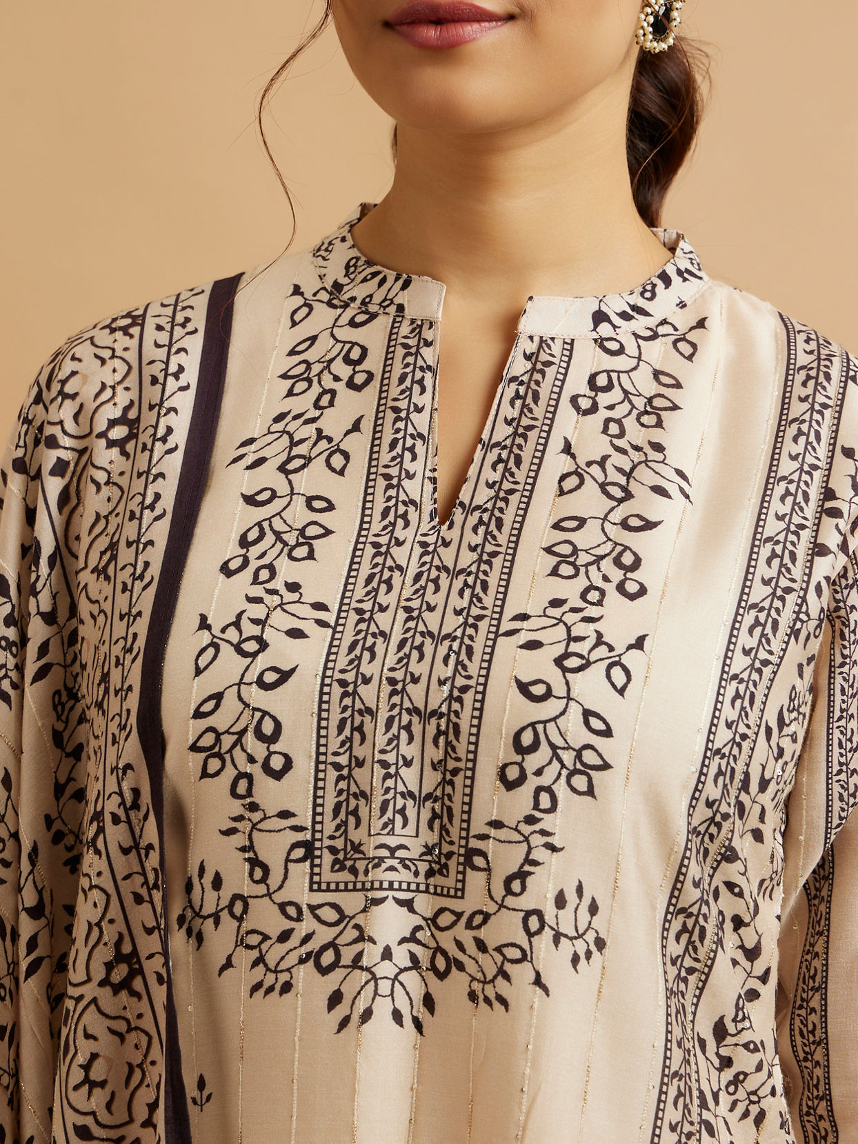 Mohey Women Fawn Bel Buti Patterned Straight Suit