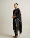 Mohey Women Kohl Black Floral Patterned Straight Suit
