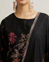 Mohey Women Kohl Black Floral Patterned Straight Suit