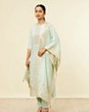Mohey Women Light Blue Bel Buti Patterned Straight Suit