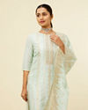 alt message - Mohey Women Light Blue Bel Buti Patterned Stitched Suit image number 1