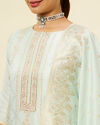 Mohey Women Light Blue Bel Buti Patterned Straight Suit