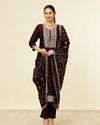 Jamun Wine Bel Buti Patterned Suit