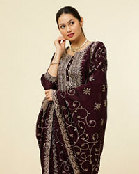 Mohey Women Jamun Wine Bel Buti Patterned Suit