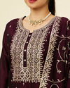 alt message - Mohey Women Jamun Wine Bel Buti Patterned Suit image number 2