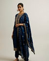 Mohey Women Teal Blue Buta Patterned Straight Suit