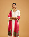 Mohey Women Cream Beige Buta Jaal Patterned Straight Suit