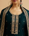 Mohey Women Teal Green Buta Embroidered Straight Suit