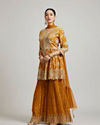 alt message - Mohey Women Mustard Chinon Palazzo Suit Ensemble Stitched Suit image number 2