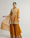 Mohey Women Mustard Chinon Palazzo Suit Ensemble Sharara Suit