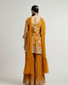 alt message - Mohey Women Mustard Chinon Palazzo Suit Ensemble Stitched Suit image number 4