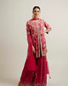 Rani Pink Floral Patterned Sequinned Sharara Suit