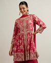 Mohey Women Rani Pink Floral Patterned Sequinned Sharara Suit