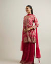 Mohey Women Rani Pink Floral Patterned Sequinned Sharara Suit