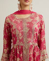 Mohey Women Rani Pink Floral Patterned Sequinned Sharara Suit