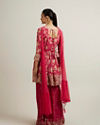 Mohey Women Rani Pink Floral Patterned Sequinned Sharara Suit