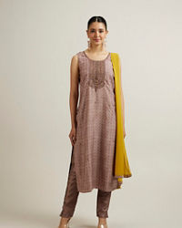 Mohey Women Purple Jaal Patterned Sequinned Straight Suit