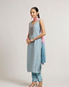 Mohey Women Sea Green Bel Buti Patterned Straight Suit Set with Sequin Work
