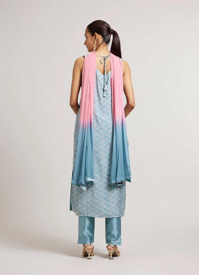 Mohey Women Sea Green Bel Buti Patterned Straight Suit Set with Sequin Work
