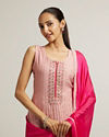 Mohey Women Light Pink Straight Suit with Mirror & Sequin Embellishments