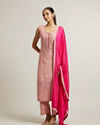 Mohey Women Light Pink Straight Suit with Mirror & Sequin Embellishments