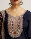 Mohey Women Indigo Blue Floral Embroidered Straight Suit